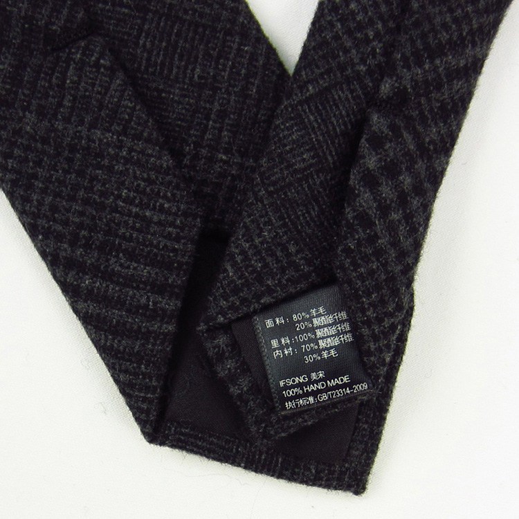 IFSONG男士韩版羊毛领带男新郎结婚黑色休闲窄版领带包邮-图2