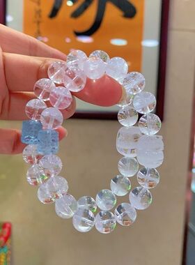正品天然白幽灵白水晶手链手串高端大气上档次送女友闺蜜生日礼物