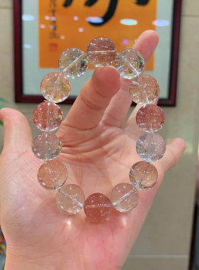 正品天然彩发晶手链手串天然冰透体仙女色淡彩兔毛手链饰品