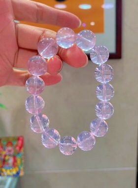 正品天然星光粉水晶手链女款单圈时尚百搭饰品礼物送女友礼物