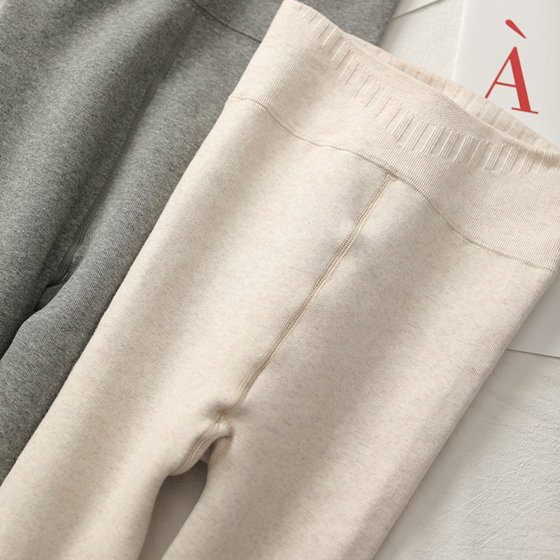 500克白色竖条纹冬季螺纹踩脚裤 莜饰打底裤