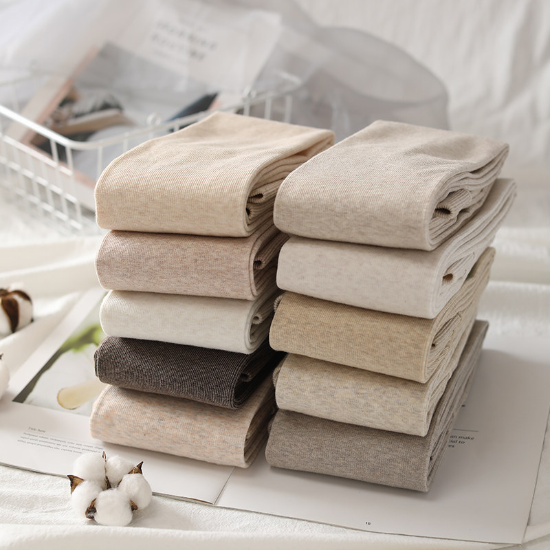 日系竖条纹外穿秋冬加绒白色连裤袜 莜饰打底裤