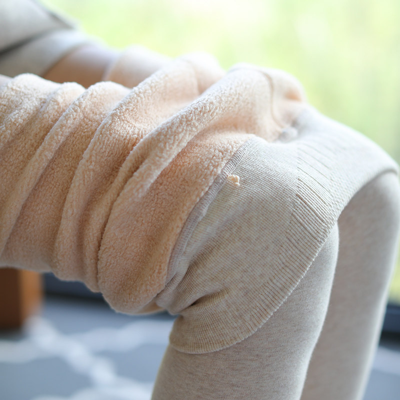 日系燕麦色高腰秋冬外穿加绒连裤袜 莜饰打底裤