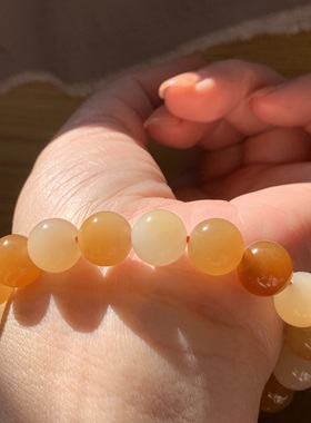 天然和田玉糖白手链新疆且末金山矿糖白手串蜜糖红糖糖白手串10