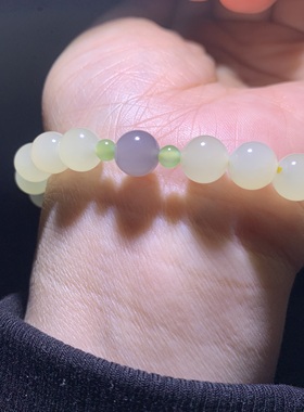 特价和田玉淡黄口手链青海老料淡鹅黄色奶黄手串女款手链手钏8mm