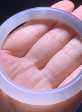 和田玉烟紫白玉双色圆条镯半山半水意境美人镯俏色玉镯子54 55 56