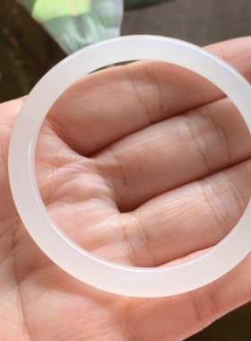 和田玉白玉叮当镯青海老料白玉小圆条镯子小细条手镯玉镯51 52