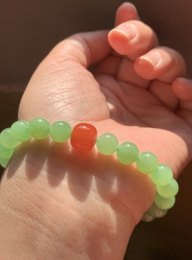 和田玉碧玉苹果绿手链苹果绿乌兰乌德苹果绿手串女款手钏无黑点8