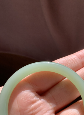 和田玉碧玉粉青瓷白无结构圆条镯瓷白美人镯玉镯手镯镯子52 53 54