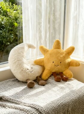 ins风卡通太阳月亮毛绒抱枕套组儿童房装饰靠垫少女心摆件