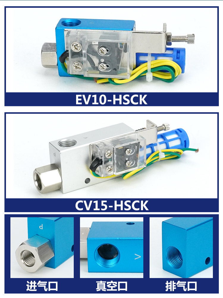 气动大吸力EV/CV真空发生器EV-10HS/EV-15HS/EV-20HS/25/30HSCK-图3