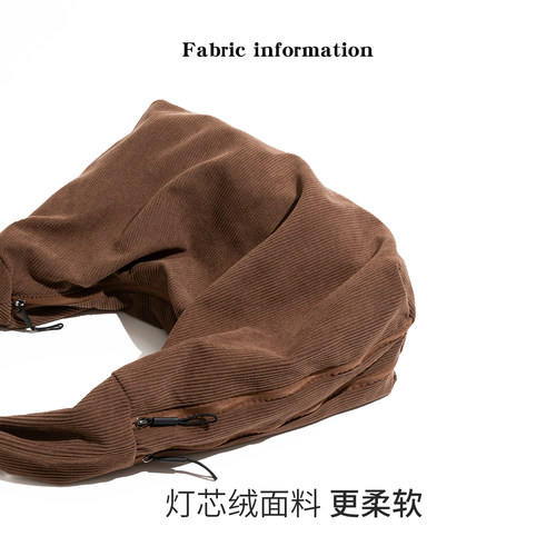 橙子少女韩系灯芯绒女包2025年秋季新款纯色手提三角包小众单肩包 - 图0