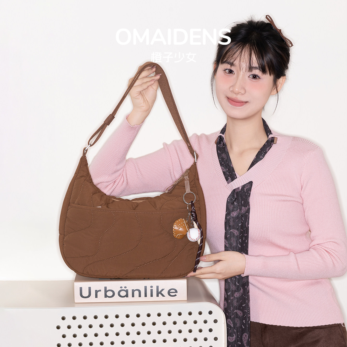 橙子少女休闲简约风托特包女大容量iPad平板通勤包夹棉单肩斜挎包,淘宝优惠券,粉丝福利购,淘宝优惠卷