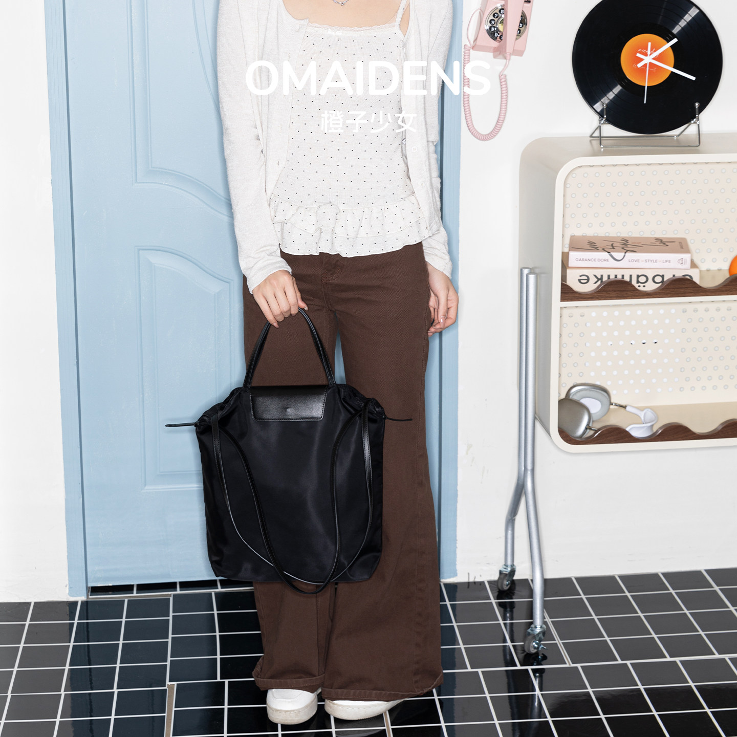 橙子少女极简防水尼龙托特包女2026新款大容量通勤轻便单肩手提包,淘宝优惠券,粉丝福利购,淘宝优惠卷