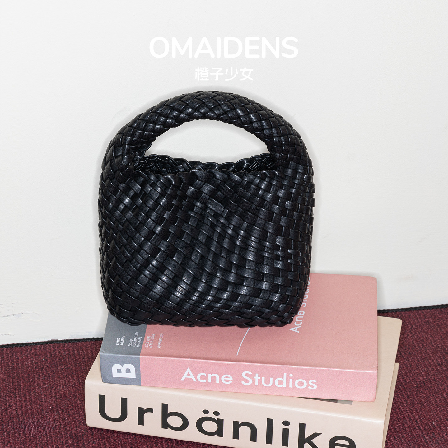 橙子少女手工编织包女2026新款百搭迷你单肩斜挎水桶包高级感手拎,淘宝优惠券,粉丝福利购,淘宝优惠卷