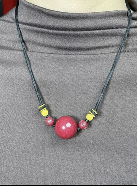 朱砂转运珠吊坠本命年挂件男女正品朱砂项链锁骨链饰品礼物