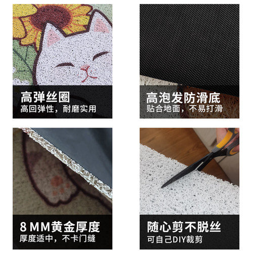 丝圈入户门地垫门垫半圆红色轻奢进门地毯卡通可爱玄关蹭土脚垫子 - 图2