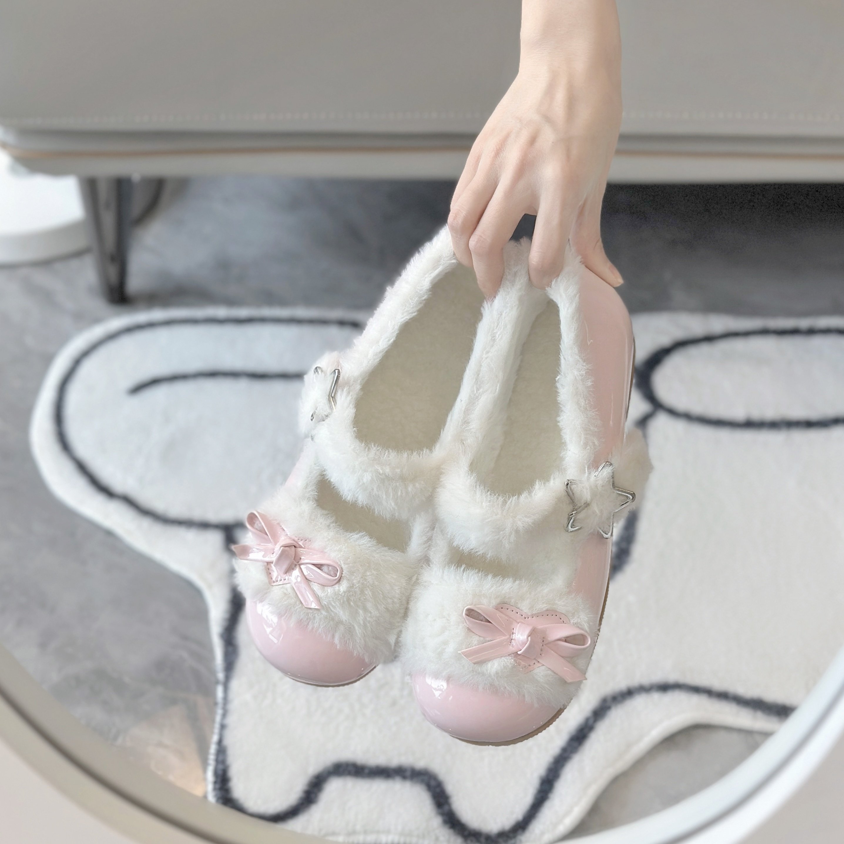 小心心 原创lo鞋冬季毛毛鞋女外穿平底棉鞋保暖加绒可爱lolita鞋,淘宝优惠券,粉丝福利购,淘宝优惠卷