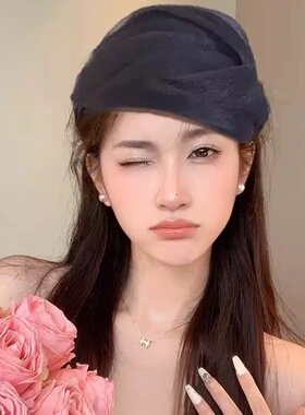 新款春夏时尚透气泡泡纱遮白发半帽洋气宽边发箍百搭头箍女士头饰
