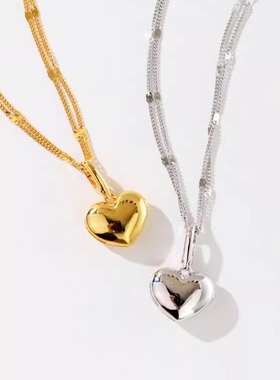 925银侧身链女可放照片项链刻字