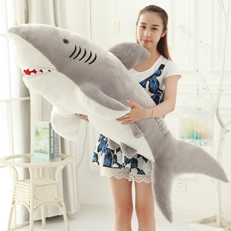 鲨鱼毛绒玩具可爱大号娃娃公仔床上抱着睡觉长条枕抱枕男生款玩偶
