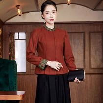 Xi Yue Winter China Wind Classic Embroidered Wool Embroidered Tang Dress Blouse Red New Chinese Retro Style Coat