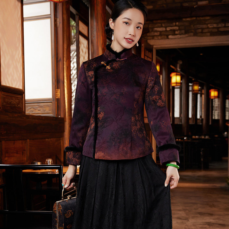 玺玥2021年冬季新款中国风花罗夹棉 玺玥服饰上衣