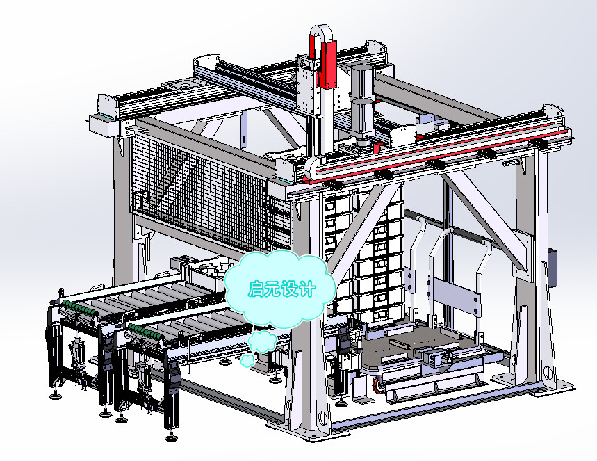 15套大型龙门架桁架吸盘式装箱码垛搬运机械手3d图纸机械手模型-图0