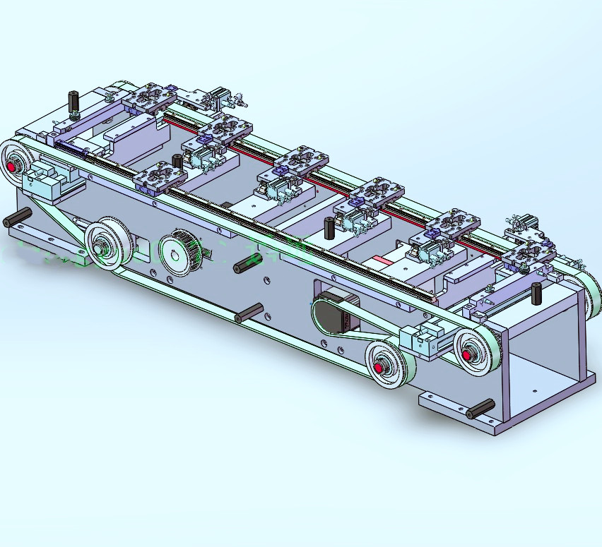 带载具定位的同步带输送循环流线 3D图纸 机械自动化3D图STEP - 图1