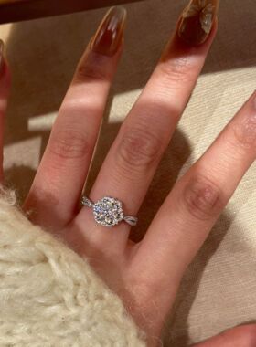 ins风韩版花苞方糖戒指小众设计轻奢高级感食指戒网红手饰品