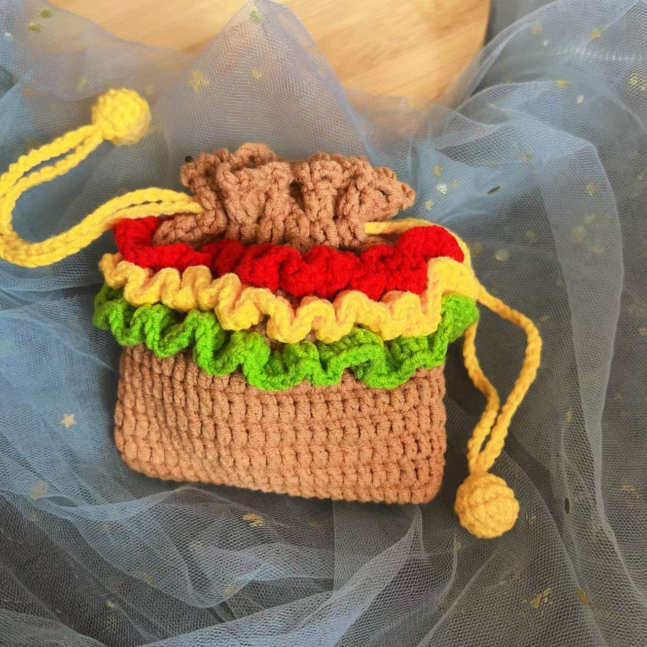 成品手工毛线钩织耳机包束口袋零钱包卡包儿童礼物,淘宝优惠券,粉丝福利购,淘宝优惠卷