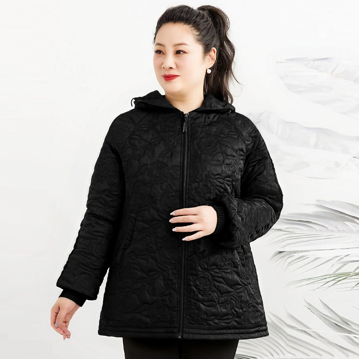 胖太太大码女装秋冬新品连帽外套胖mm时尚百搭棉服上衣325401310,淘宝优惠券,粉丝福利购,淘宝优惠卷