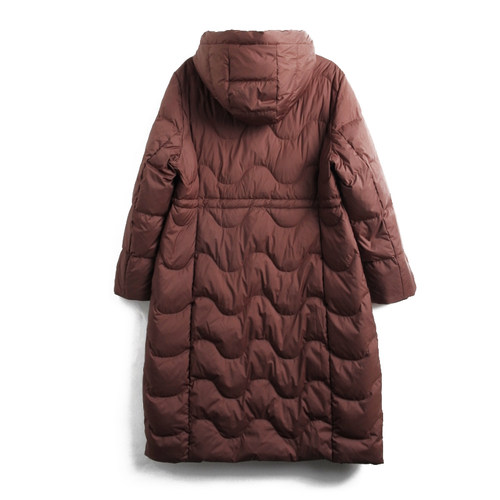 胖太太大码女装冬季新咖色中长韩版通勤加厚保暖羽绒服822410610 - 图0