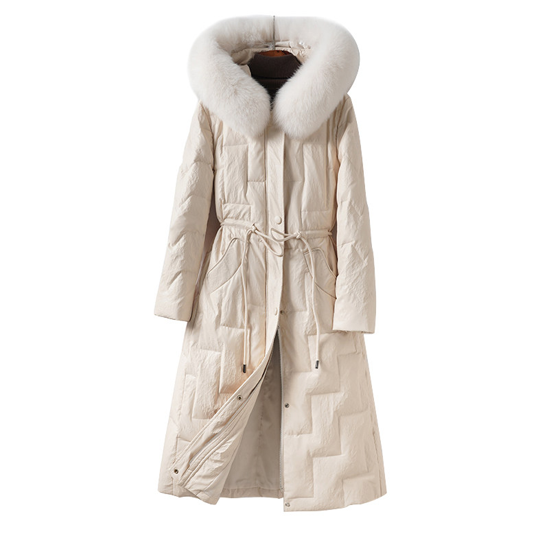 皮衣女真皮外套中长款连帽狐狸毛领90白鸭绒春秋海宁绵羊皮羽绒服,淘宝优惠券,粉丝福利购,淘宝优惠卷