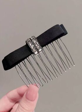 2026新款蝴蝶结发梳高级感闪钻侧边倒插梳女日韩碎发整理神器头饰