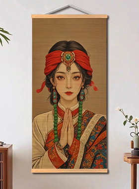 达摩钟馗竹帘挂画竹编画装饰画