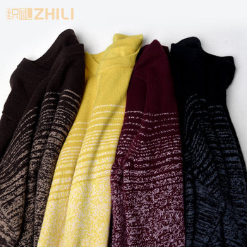 Zhili Cashmere Sweater ຜູ້ຊາຍບໍລິສຸດ Cashmere Knitted Sweater ຜູ້ຊາຍຮອບຄໍລະດູຫນາວ Thickened Striped Flipping ກົງກັນຂ້າມສີ Bottoming Shirt