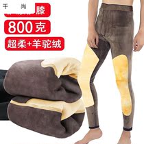 Winter New Cotton Pants Mens Flannel Thickened Warm Pants Punch Bottom High Waisted Waist Protection Kneecap Sweater Pants Down Pants.