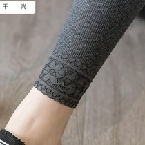 Spring and autumn season grey lace with underpants female high waist thread lace long pants warm and velvety thickened autumn pants cashmere