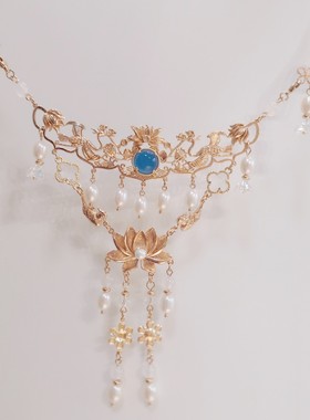 【惊鸿】淡水珍珠项圈夕颜蓝白色