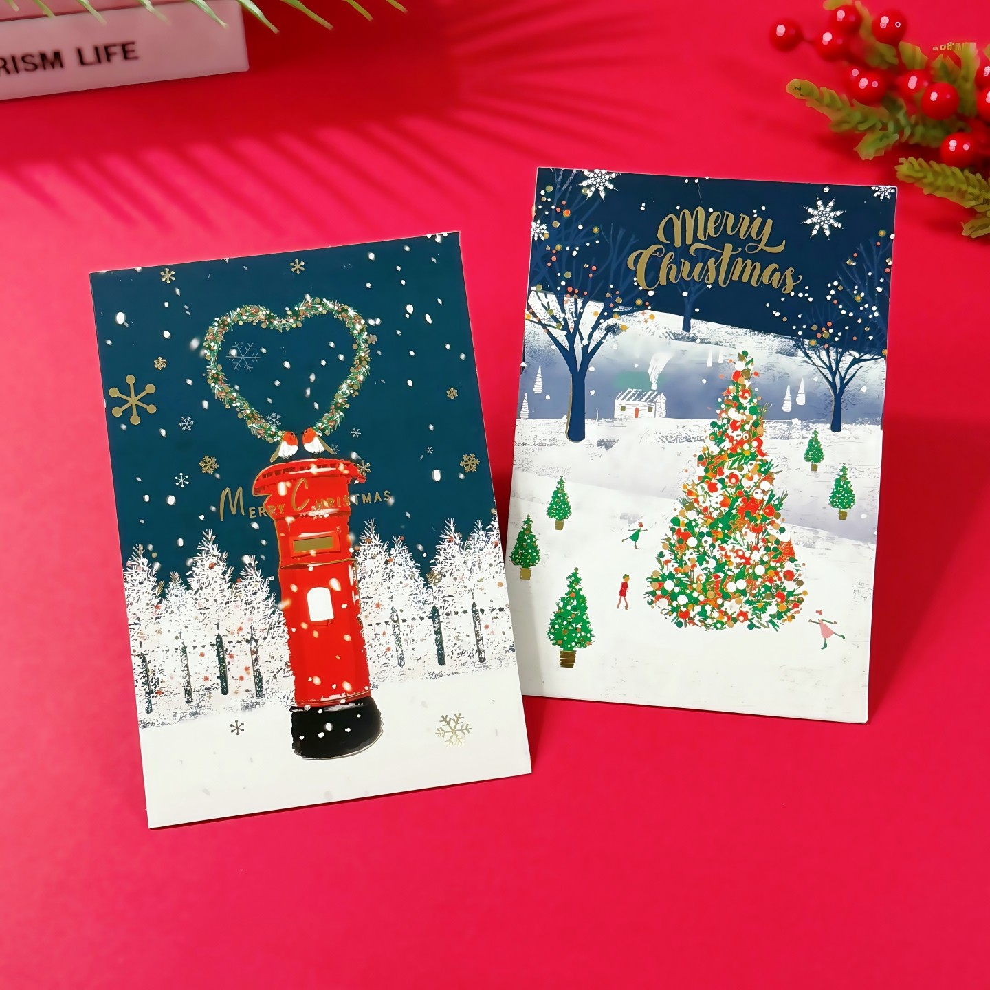 新款8张创意圣诞贺卡简约烫金高级感圣诞节卡片平安夜儿童礼物卡 - 图2