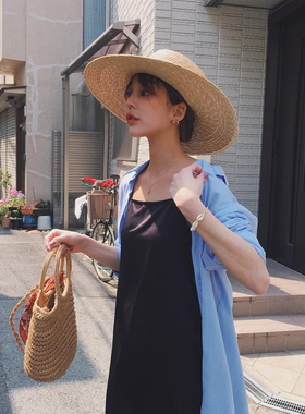 旅行遮阳帽草帽大檐法式平檐春夏