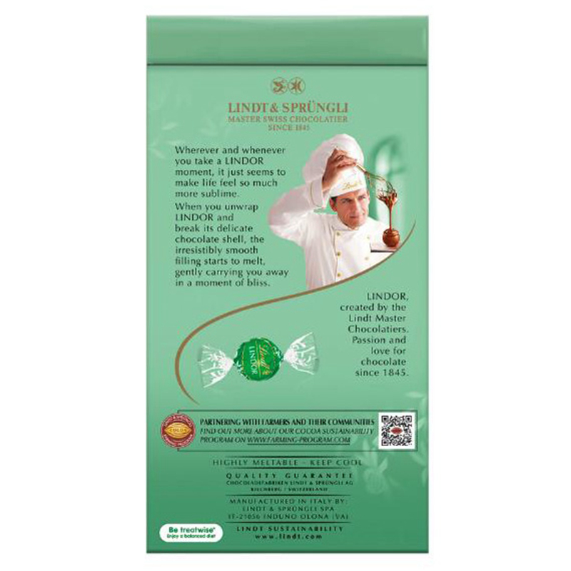 Lindt Lindor Milk Chocolate Mint Bag瑞士莲牛奶薄荷巧克力123g - 图0