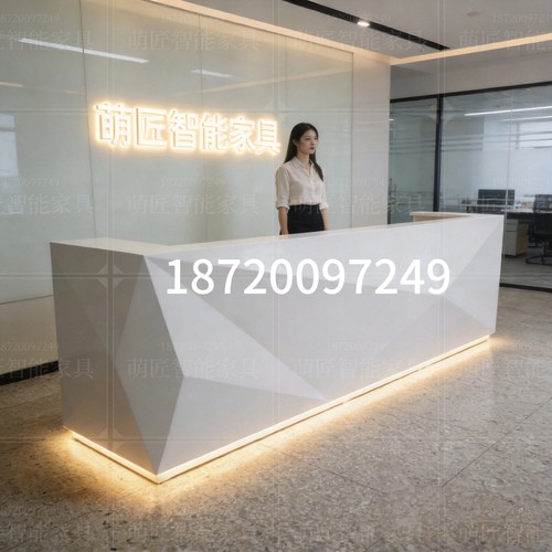 公司前台接待台酒店大厅咨询服务台美容院收银台异形吧台桌定制 - 图0