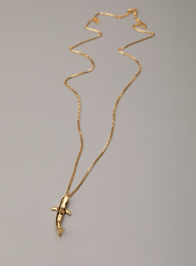 德国【设计师】Mihmily 18K金小鲨鱼吊坠项链男女小众个性毛衣链