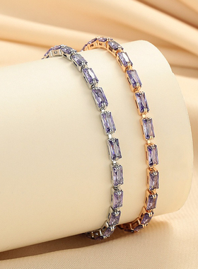 德国【设计师】Mihmily天然紫罗兰紫水晶手链女18K金小巧精致时尚