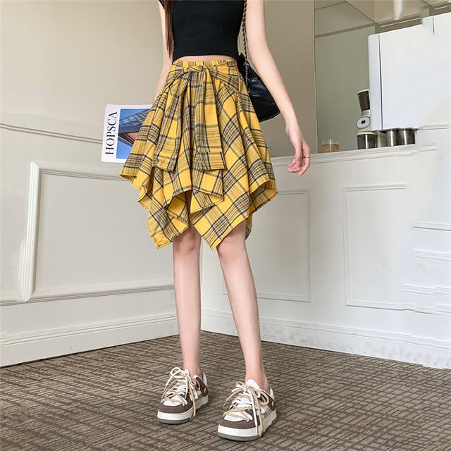 Short A-line American plaid fashion jazz dance skirt