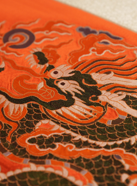 南京云锦真金孔雀羽金丝团龙红色中国风挂画装饰画工艺品礼品