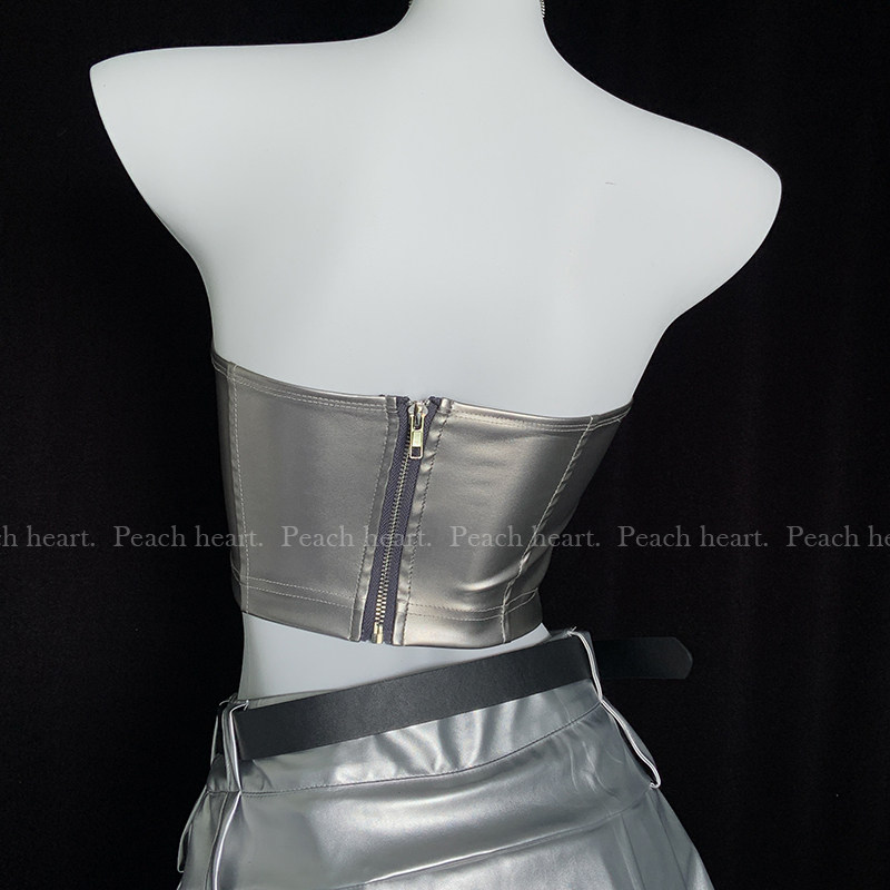【Peach heart】Y2K爱心抹胸上衣银色辣妹纯欲修身裹胸露背背心,淘宝优惠券,粉丝福利购,淘宝优惠卷