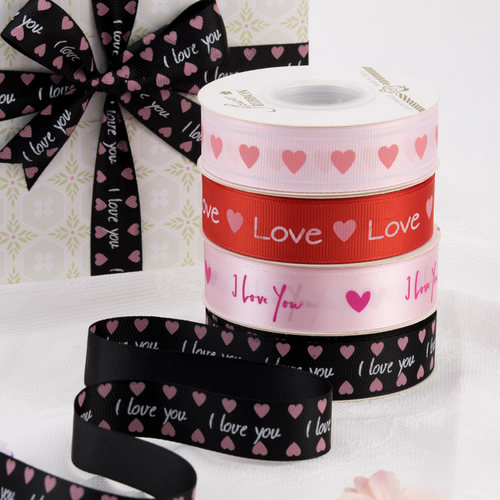2.5cm爱心热恋丝带 鲜花生日蛋糕打包装饰彩带礼物七夕情人节织带 - 图0